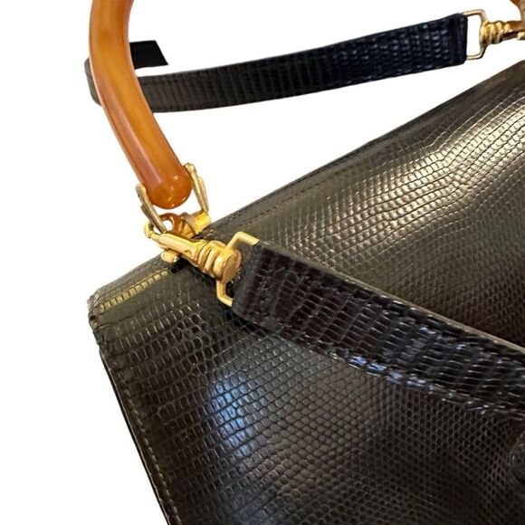 Gucci Top Handle black lizard print Bag - Picture 10 of 16